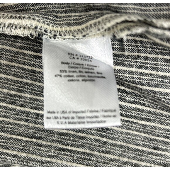 Nolitha Medium Linen Blend Black White Striped Skirt Preppy Skater Pleated - Picture 7 of 8